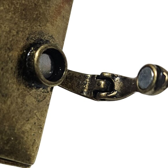 Vintage Gold Tone Square Pendant Crystal Charm Hinged Closure Fashion Jewelry - Picture 5 of 6